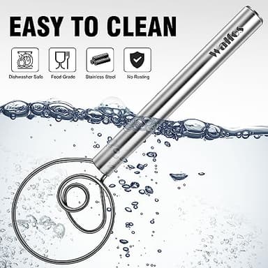 Walfos Danish Dough Whisks, Rustproof Stainless Steel Bread Whisk, Quick Mixing Bread Mixer, Dutch Dough Whisk for Cooking, Blending, Whisking, Stirring, Sourdough, Pizza, Pastry, Cake Batter（2pcs) - Image 6