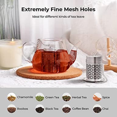 2 Pack Reinmoson Tea Strainers for Loose Tea, Extra Fine Mesh Tea Infuser, 304 Stainless Steel & Updated Slim Threaded Lid, Loose Leaf Tea Steeper for Black Tea, Rooibos, etc - Image 4