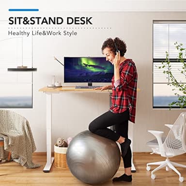 FLEXISPOT E6 Essential Bamboo 3 Stages Dual Motor 60x30 Inch Electric Height Adjustable Standing Whole-Piece Board Desk Sit Stand Up Desk (White Frame + Bamboo Desktop) - Image 3