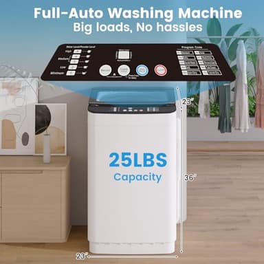 VCJ Portable Washing Machine, 25lbs Fully Automatic Washer with Stainless Steel Tub, 10 Wash Programs, 400W Powerful Motor with Drain Pump, Quiet Operation, Ideal for Apartments & Homes - Image 2