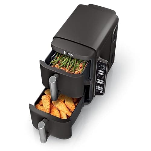 Ninja Air Fryer, 8 QT DoubleStack 2-Basket, Space Saving Design, Cooks 2lb Chicken Wings, Feeds up to 6 People, 6-in1 Air Fryer, Roast, Bake & More, Easy to Clean, Dishwasher Safe Parts, Black, SL201 - Image 1
