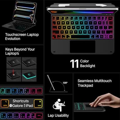typecase Keyboard Case for iPad Pro 11-inch (M4) 2024 – Magic-Style Keyboard with Floating Magnetic Stand, Multi-Touch Trackpad & 11-Color Backlit, Pencil Holder, Black - Image 3