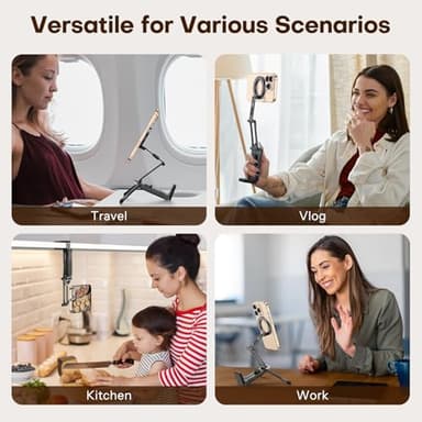 OMOTON 360°Rotating for MagSafe Tripod Mount, Adjustable Aluminum Magnetic Phone Tripod for iPhone 17/16/15/14 Pro Max Air, Foldable Cell Phone Stand Fits Vlog, Gym, Travel Essentials Accessories - Image 8