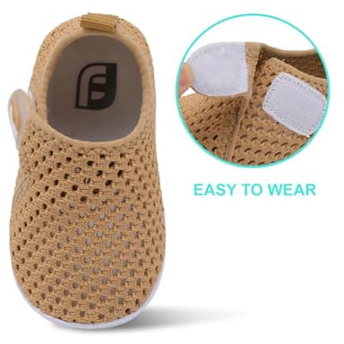 Baby Boys Girls Barefoot Swim Water Shoes Walking Sneakers for Beach Sandals Swim Pool Mesh Brown 18-24 Months Infant - Image 2
