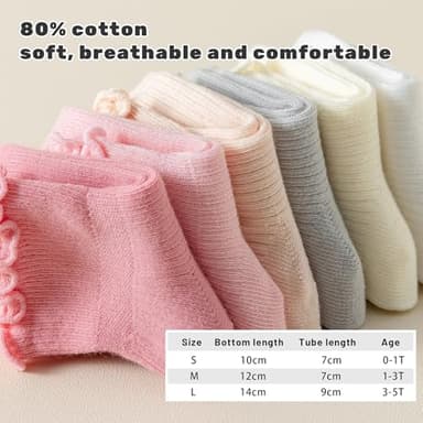 ANYANIME 6 Pairs Toddler Ruffle Socks for Girls - Baby Grip Non Slip Cute Grippy Frilly Socks - Image 5
