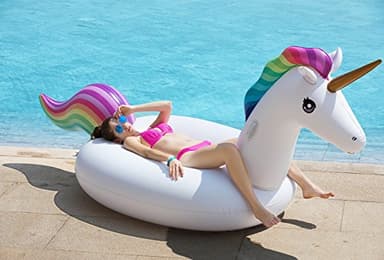 Jasonwell Giant Inflatable Unicorn Pool Float Floatie Ride On with Fast Valves Large Rideable Blow Up Summer Beach Swimming Pool Party Lounge Raft Decorations Toys Kids Adults - Image 5