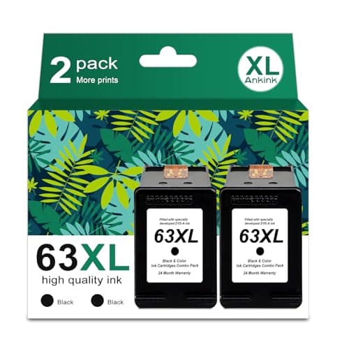 63XL Ink Cartridges Replacement for HP 63 XL (Black 2-Pack) Work with HP63 3830 4650 4652 4655 5200 5252 5255 5258 4520 4512 1112 2132 3630 3632 3631 2130 4510 4654 Printers 2 BK - Image 1