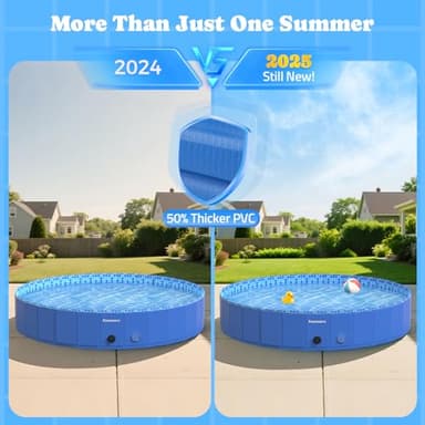 Foldable Dog Pool with RGB LED Light, 71" Collapsible Hard Plastic Kiddie Swimming Pool with Remote for Small Medium Large Doggie Kitty Puppy, Pet Bathing Tub Wading Pool for Dogs Blue - Image 5
