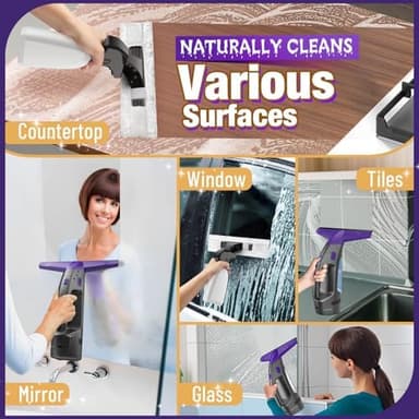 Streak-Free and Powerful Window Vacuum Squeegee Cordless, Window Cleaner with Ultra Absorbent Lint Free Microfiber Cloth, Multi-Purpose Gift Deep Cleans Window, Shower Glass, Mirror and Car - Image 5