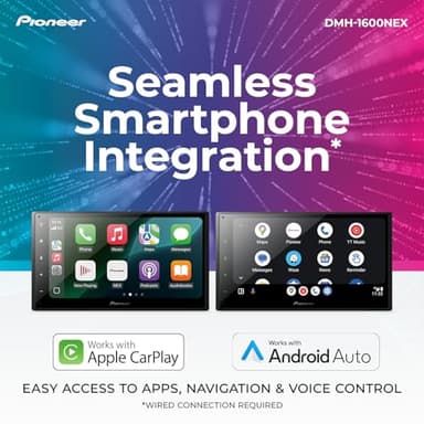 Pioneer DMH-1600NEX 6.8" Double-Din Digital Multimedia Receiver - Built in Bluetooth, Wired Apple CarPlay and Android Auto, Touchscreen, Rear Camera Input - Image 3