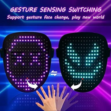 ORWINE LED Mask, Light Up Mask with Gesture Sensing, Unisex LED Lighted Face Transforming Masks for Festival Dj Cosplay Halloween Costume Masquerade Parties Christmas Gifts for Kids - Image 3