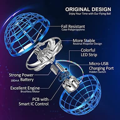 LEMATRIX 2024 Flying Orb Ball Toy, Hover Ball Boomerang Fly Fidget Spinner, Cool Toys Gifts for 6 7 8 9 10 11 12+ Years Old boy Girls Teens, Hand Mini Drone Cosmic Globe, Indoor Outdoor Toys(Blue) - Image 2
