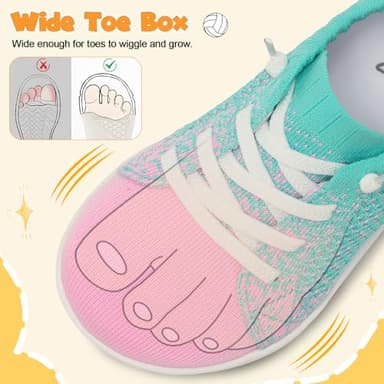 LeIsfIt Toddler Shoes Girls Boys Wide Shoes Kids Zero Drop Minimalist Sneakers Barefoot Slip on Tennis Sneakers Green Pink 12 Little Kid - Image 2