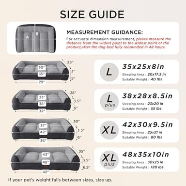 Bedsure XL Orthopedic Dog Beds Large Sized Dog - Extra Thick Supportive Dogs Couch with Waterproof Washable Cover, Extra Large Comfort Pet Bed Sofa with Soft Plush Sherpa and Nonskid Bottom, Grey, 42" - Image 3