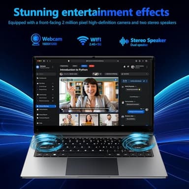 Laptop 16-inch 8GB DDR 256GB SSD Portable Laptop,Expandable to 1TB Pentium Quad-core CPU up to 2.64 GHz 9000mAh Battery Mini HDMI Interface USB3.0 Interface Dual-Band WiFi Webcam Slim laptops - Image 5