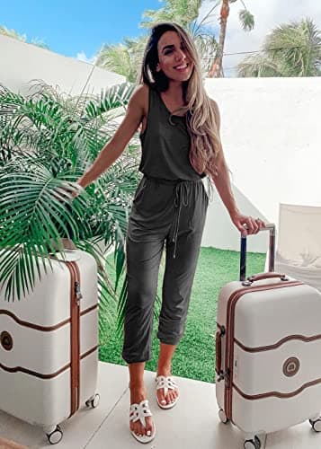 PRETTYGARDEN Women's Two Piece Outfit Sets Casual Summer Sleeveless Crewneck Tops and Sweatpants Active Tracksuit Lounge Wear (Dark Grey,Small) - Image 2