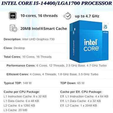 Dell Desktop Computers Tower PC for Home Business Student, 14th Gen Intel Core i5-14400 (Beat i7-13620H), 32GB DDR5 RAM, 1TB PCIe SSD, WiFi 6, Bluetooth, DisplayPort, HDMI, Type-C, Windows 11 Pro - Image 3