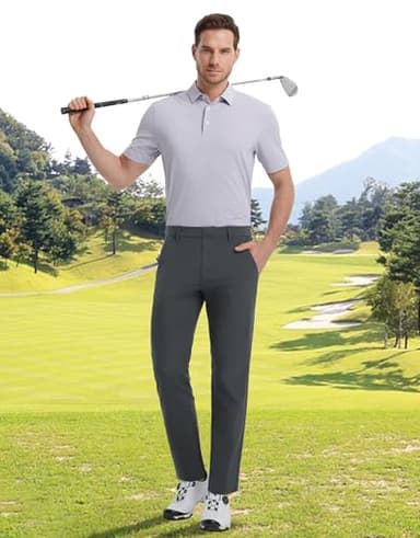 M MAELREG Golf Pants Men Stretch Slim Fit - 30"/32"/34" Stretch 5 Pockets Quick Dry Business Mens Pants Casual Dark Grey - Image 2