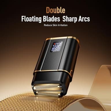 Foil Shavers for Men, High Speed Double Floating Blades Electric Razor, IPX6 Waterproof Dry/Wet, 2 Adjustable Speed Electric Shaver with LED Display, USB-C Deep Black - Image 3