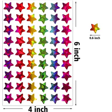 1620 Holographic Rainbow Small Star Stickers for Kids Reward, Behavior Chart, Student Planner and School Classroom Teacher Supplies, 0.6" Diameter - Image 3