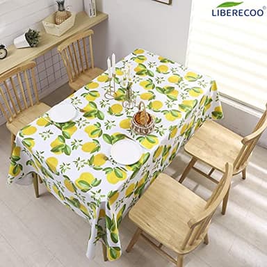 LIBERECOO 60" Square Vinyl Tablecloth with Flannel Backing, Stain-Resistant Tablecloths Waterproof Oil-Proof Wipeable Table Cover for Indoor/Outdoor Picnic, BBQ - Image 2
