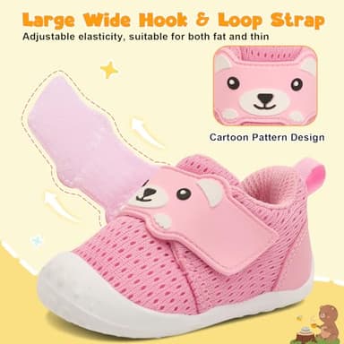FEETCITY Baby Shoes Baby Girls Sneakers Infant Walking Shoes Infant Boys Sneakers Wide Toddler Barefoot Shoe Breathable 12-18 Months Pink - Image 3