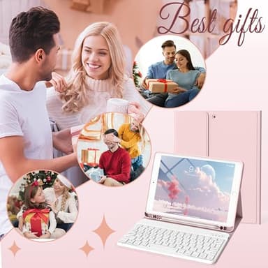 BQDIYOO Keyboard Case for iPad 9th/8th/7th Generation(2021/2020/2019), 10.2 inch iPad 9/8/7 Case with Keyboard, Auto Wake Sleep Cover with Pencil Holder, Pink - Image 9