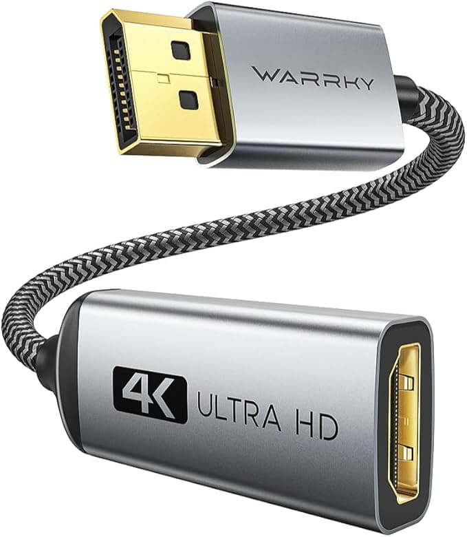 Warrky 4K DisplayPort to HDMI Adapter, Uni-Directional [Metal Case, Gold-Plated Pins] Display Port Source to HDMI Monitor Converter 1080P@120Hz Compatible for HP, AMD, NVIDIA. Male to Female - Image 1