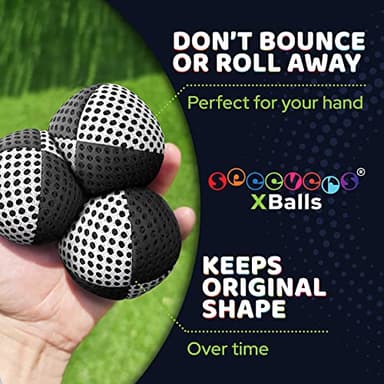 speevers Juggling Balls for Beginners and Professionals Set of 3, Juggling Bean Bags 14 Colors Available, 2 Layers of Net and Carry Case, Original Xballs Juggling Balls (Black - White, 4.2 oz) - Image 6