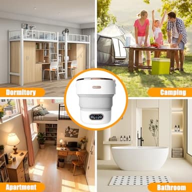 Portable Washing Machine,15L Collapsible Mini Washer with 3 Cleaning Modes Drain Basket Small Foldable Laundry Machine for Travel Camping Dorms RVs Apartments Baby Clothes Underwear Socks Delicates - Image 8
