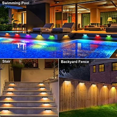 WdtPro Solar Fence Lights 6 Pack, Waterproof Solar Outdoor Lights Led Warm White & Color Changing, Deck Light Solar Powered for Outside Patio, Wall, Step, Yard, Stairs, Garden Decor - Image 7