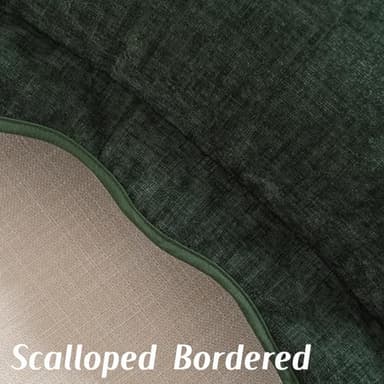 FUTEI Soft Cozy Dark Green Chenille Decorative Throw Pillow Covers 22x22 Inch Set of 2,Double Stitch Scalloped Bordered Cushion Case,Modern Home Decor for Couch Bed Living Room - Image 3