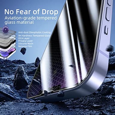 ruwa Privacy Screen Protector for iPhone 13/13 Pro/14/16e [3-Pack][6.1 Inch] Display Tempered Glass Film with Easy Installation Frame, Ultra HD, 9H Hardness, Scratch Resistant, Case Friendly - Image 4