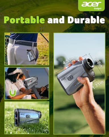 Acer Golf Rangefinder with Slope - 1200 Yards Laser Range Finder for Hunting, 6X Magnification Rangefinders Golf with Flag Pole Locking Vibration, Rechargeable Magnetic Golfing Gift for Men - Image 6