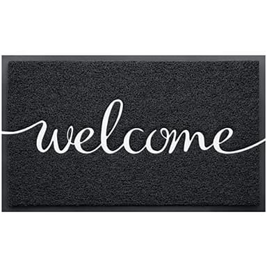 CozyBounty Door Mat Welcome Mats Outdoor Indoor Non-Slip Doormat for Entryway Low-Profile Floor Mat for Yard, Garage, High Traffic Areas (32"x20", Black) - Image 1