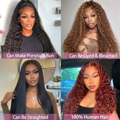 Fadaina 13x6 Deep Wave Lace Front Wigs Human Hair 180 Density, 30 Inch Curly Lace Frontal Wig Human Hair Pre Plucked with Baby Hair (30inch, 13x6 Curly Wig) - Image 6