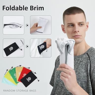 GADIEMKENSD Baseball Cap Nylon Running Outdoor Sports Hat for Men Woman Adjustable Quick Drying Reflective Foldable 50+ UPF Inhibit UV Mesh Water Repellency Race Performance Lightweight White - Image 5