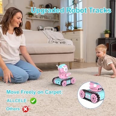 ALLCELE LED RC Robot Toys for Girls with Walkie Talkie, Programming, Music, Demo and LED Function, Remote Control Robot Toy, Gift for Girls 3-8 Years Old Blue Pink - Image 7