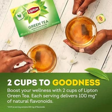 Lipton Signature Blend Green Tea Bags, Unsweetened Teabags for Hot Tea or Iced Tea with Caffeine and Flavonoids, 240 Total Tea Bags (40ct - Pack of 6) - Image 7