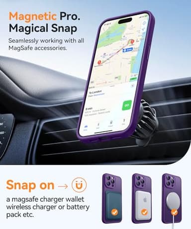 CANSHN Magnetic Compatible with iPhone 15 Pro Max Case, Upgraded [Full Camera Protection] [Compatible with Magsafe] [Translucent Matte] Shockproof Protective Phone Case Cover 6.7 Inch - Deep Purple - Image 4