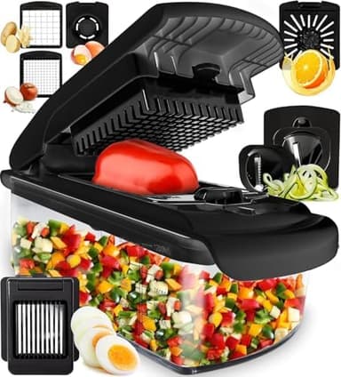 Fullstar The Original Pro Chopper - Vegetable Chopper and Spiralizer, Food Chopper with Container, Fruit Slicer, Kitchen Gadgets & Gifts, Home Essentials (8 in 1, Black - Image 3