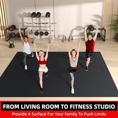 GymCope Large Exercise Mat for Home Workout,12‘x6’/10'x6'/9'x6'/8'x6'/7'x5'/6'x4' (7mm) Extra Thick Workout Mat, High-Density Gym Mat for Cardio, Jump Rope, MMA, Weights (Shoe-Friendly) - Image 3