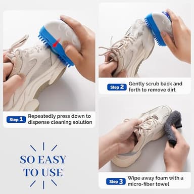 FULEEAN Water-free Shoe Cleaner Kit,100ML Shoe Clean Kit with Brushes & Towel,Instant White Shoe Sneaker Cleaner. - Image 4