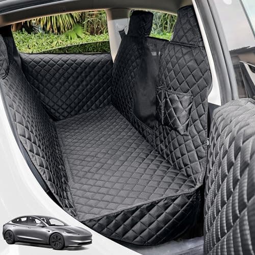 PETICON Dog Seat Covers for Tesla Model 3 & Y Back Seat with 2 Pack Door Protectors, 100% Waterproof Dog Hammock for Tesla with Mesh Window & Headrest Protection Prevents Scratches and Scuffs - Image 1