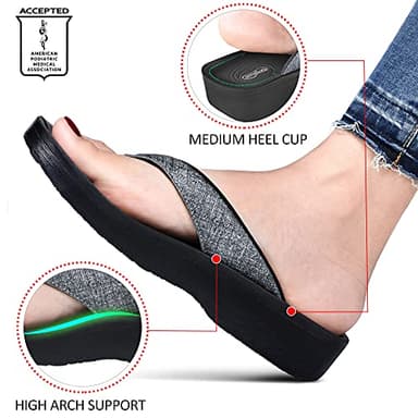 AEROTHOTIC Slip On Recovery Footwear Plantar Fasciitis Flip Flops for Women Yoga Mat Outdoor Walking Beach Ladies Arch Support Summer Thong Dressy Casual Sandals (Mellow Grey, Size 8) - Image 4