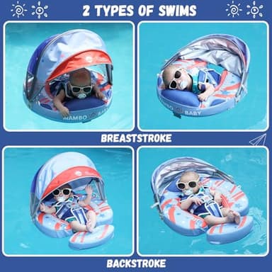 GENTEACO Mambo Baby Pool Float with Removable Canopy 3-24 Months Baby Float Soft Waterproof Infant Swim Float Add Tail Avoid Flip Skin-Friendly Material Swim Trainer for Toddler Boys Girls Girls - Image 4