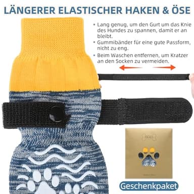 PUPTECK Anti Slip Dog Socks, Shoes with Grippers to Prevent Licking Hardwood Floors Traction, Rubber Boots & Paw Protectors for Small Medium Large Dogs Cold/Hot Pavement, Senior Dogs Booties Blue - Image 4