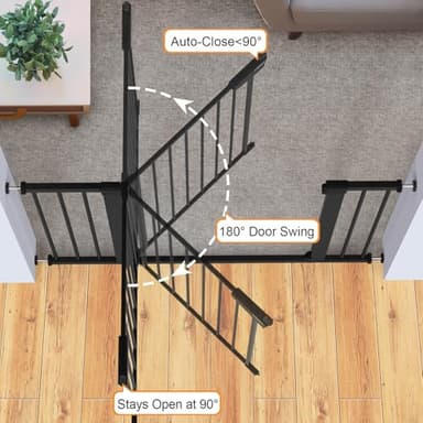 Cumbor 29.7-46" Baby Gate for Stairs, Mom's Choice Awards Winner-Auto Close Dog Gate for The House, Gifts for Mom, Easy Install Pressure Mounted Pet Gates for Doorways, Black - Image 7