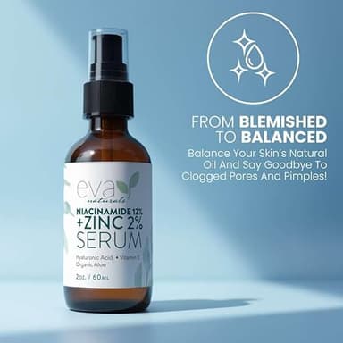 Eva Naturals Niacinamide 12% + Zinc Serum for Face – Dark Spot Remover, Pore Minimizer, Redness Relief, Hydrating Vitamin B3 with Botanical Hyaluronic Acid, Anti-Aging Facial Serum for Clear Skin - Image 9