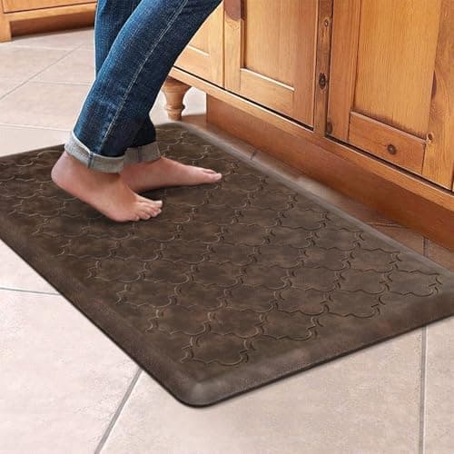 WISELIFE Kitchen Mat Cushioned Anti Fatigue Floor Mat,17.3"x28", Thick Non Slip Waterproof Kitchen Rugs and Mats,Heavy Duty Foam Standing Mat for Kitchen,Floor,Home,Desk,Sink, Brown - Image 1
